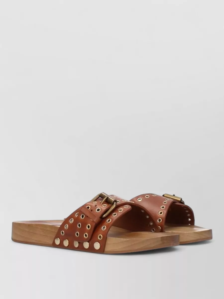Isabel Marant Studded Leather Slide Sandals