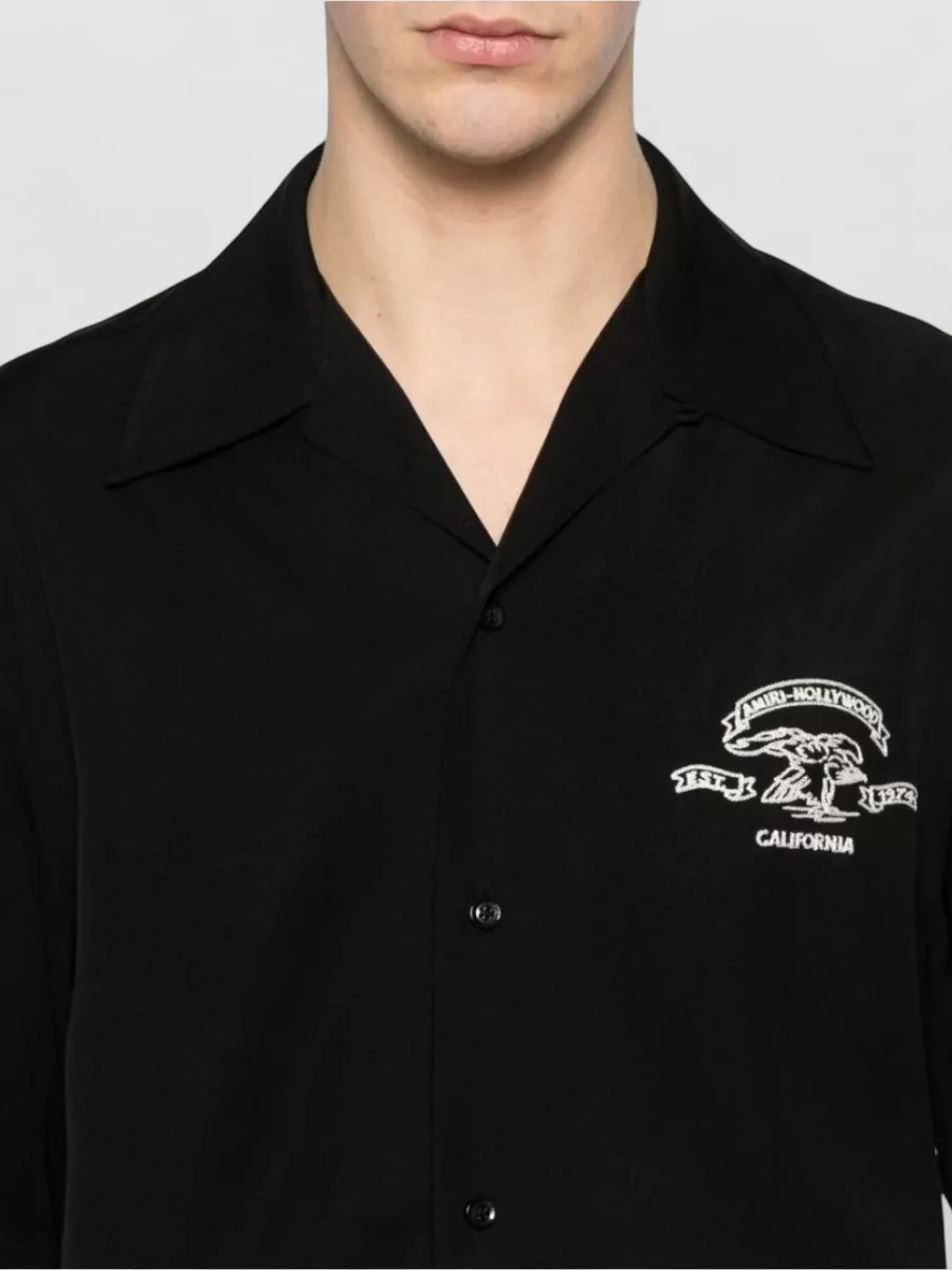 Amiri Camp Collar Nylon Blend Silk Shirt
