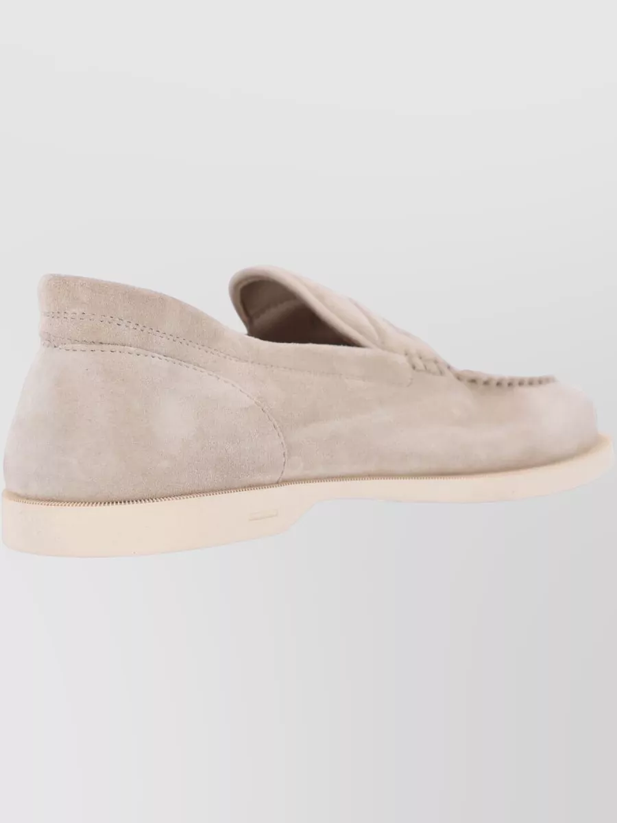 John Lobb Loafers Round Toe Suede Finish Stitching