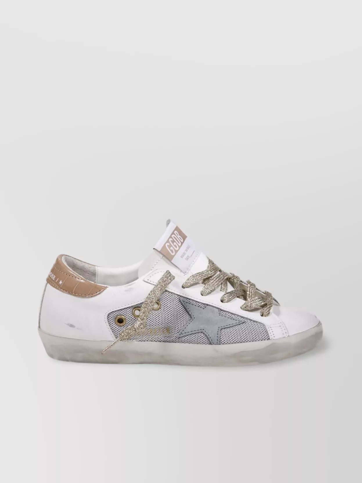 GOLDEN GOOSE STAR NET AND LEATHER UPPER SNEAKERS