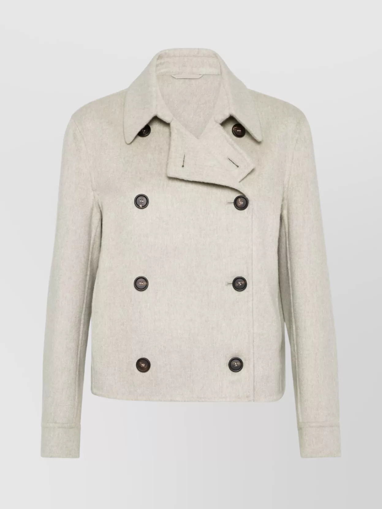 Brunello Cucinelli Cashmere Long Sleeve Overcoat Pockets In Neutral