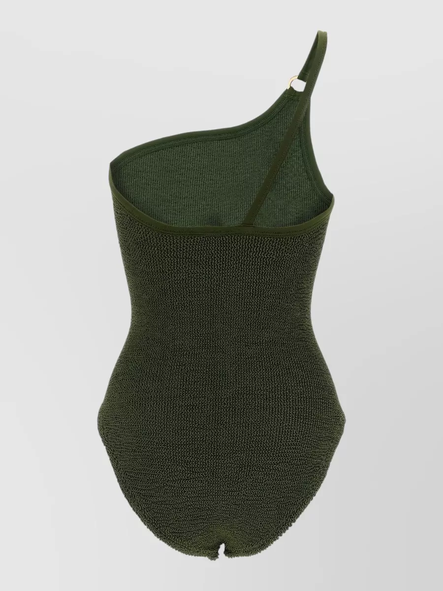 Hunza G Metallic Ribbed One-Shoulder Swimsuit