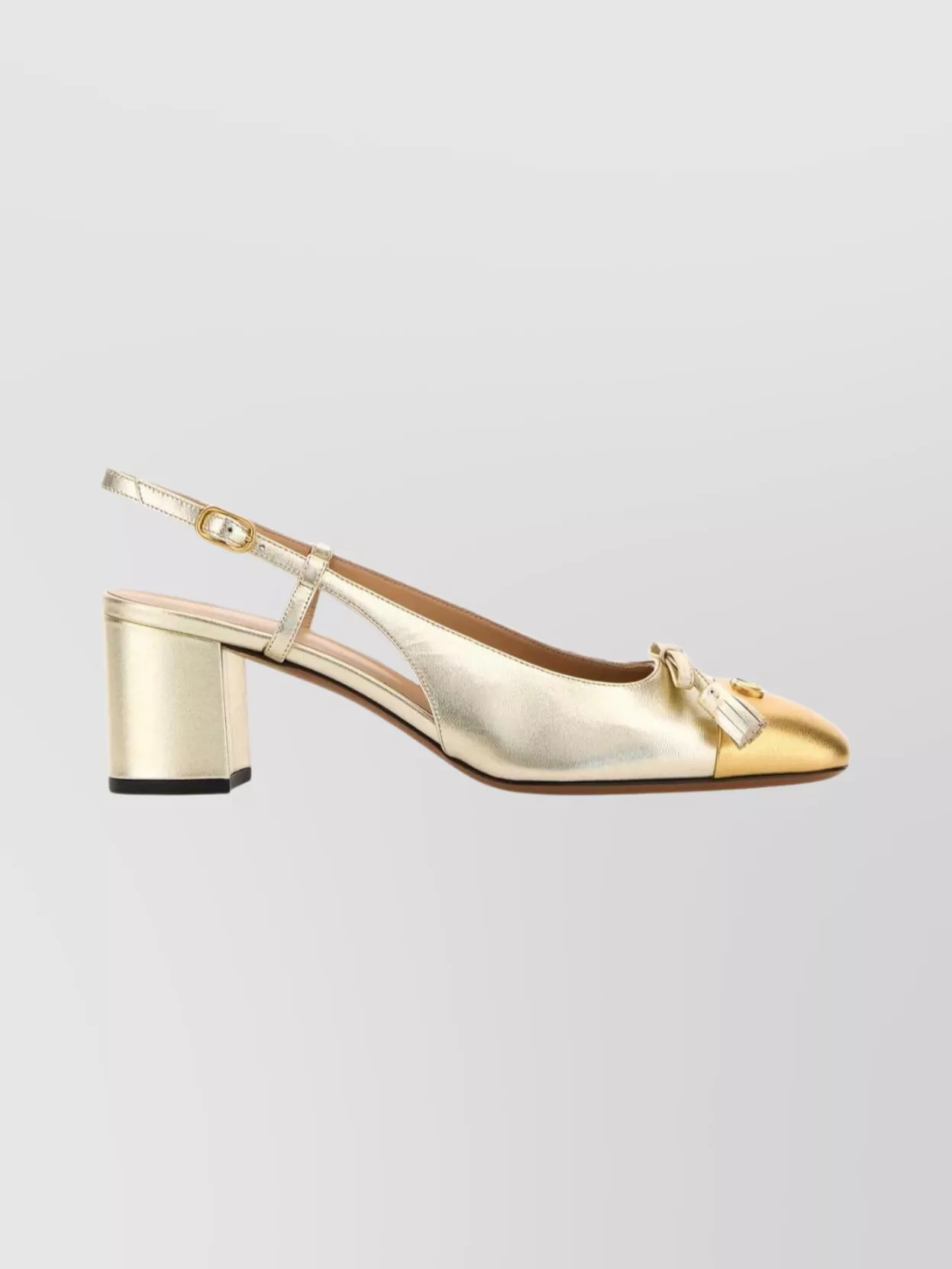 Valentino Valet Du Roi Vlogo Metallic Leather Slingback Pumps In White