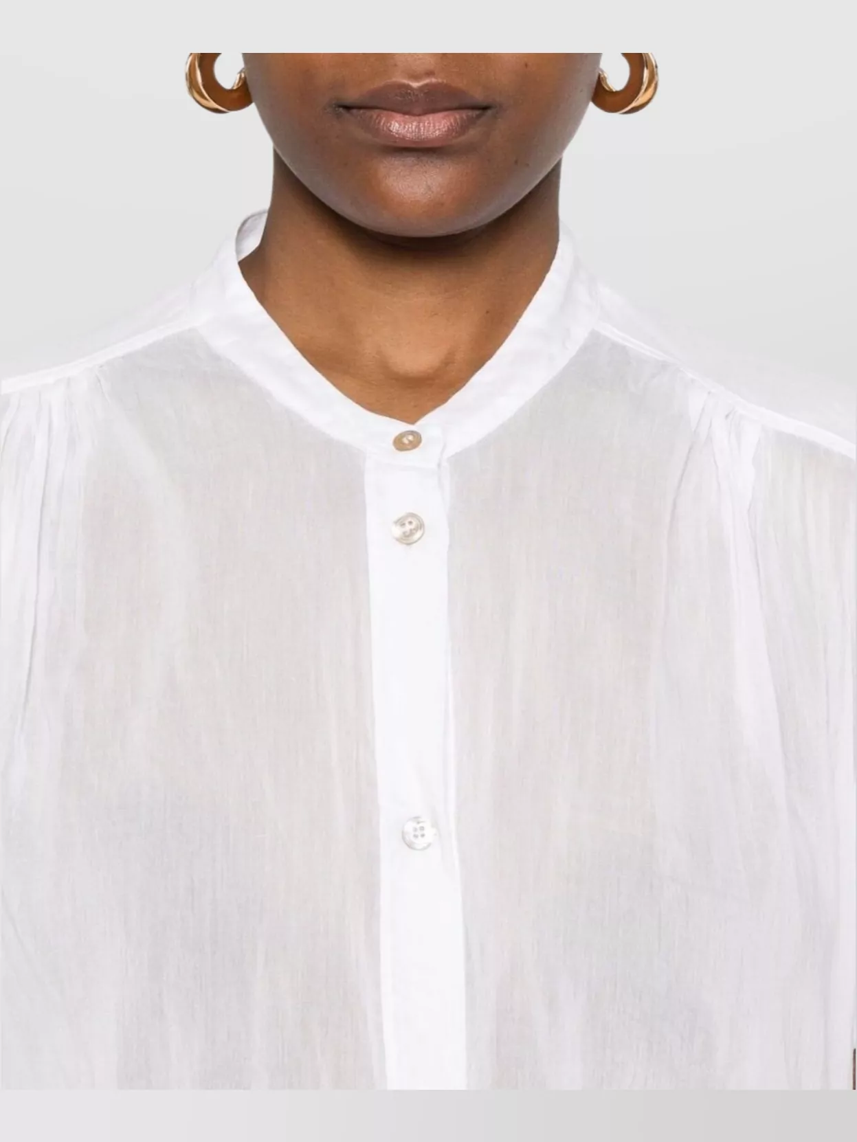 Forte Forte Cotton Collarless Top Gathered Pleats