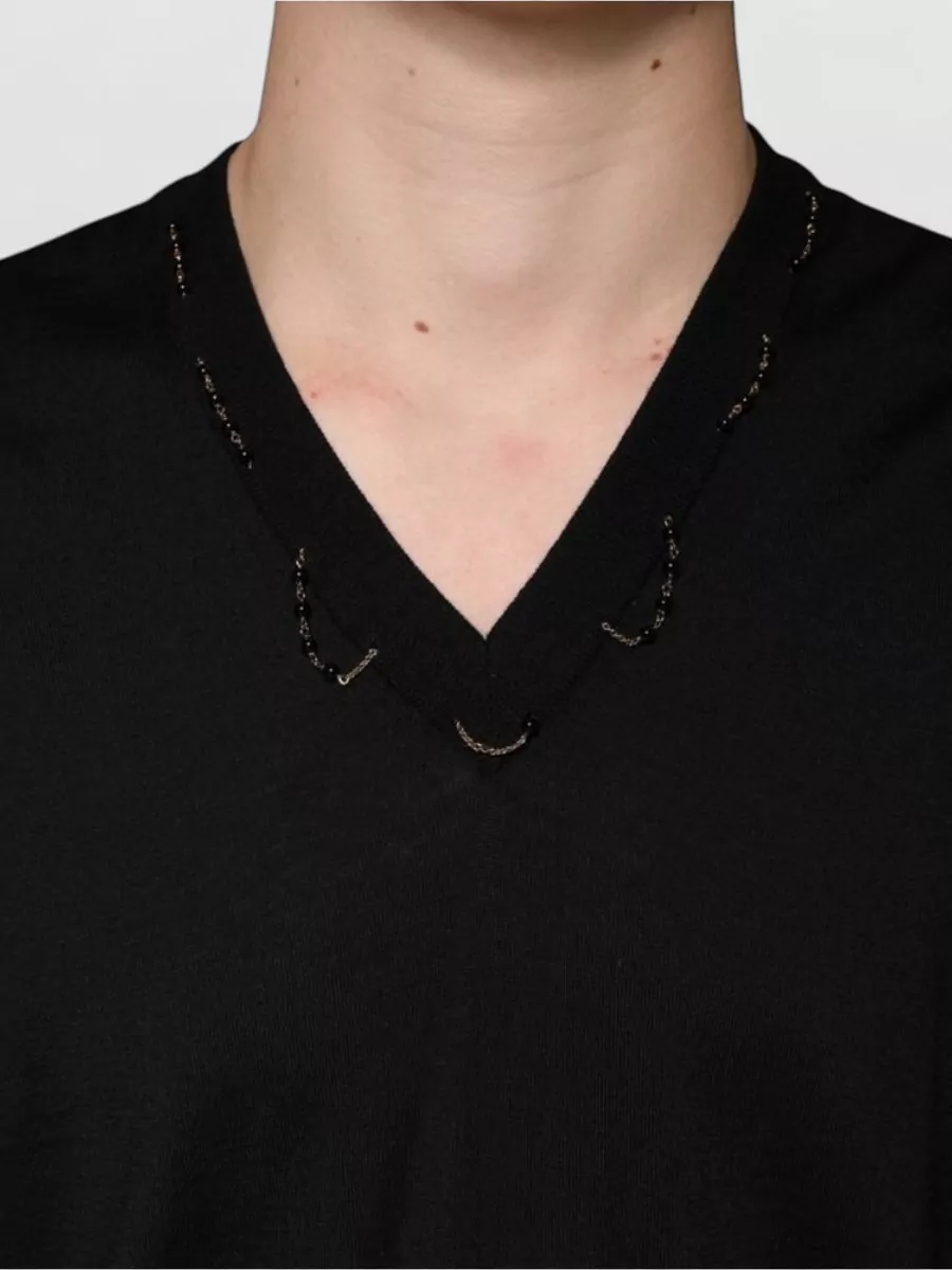 Dolce&Gabbana Wool Embellished V-Neck Sweater