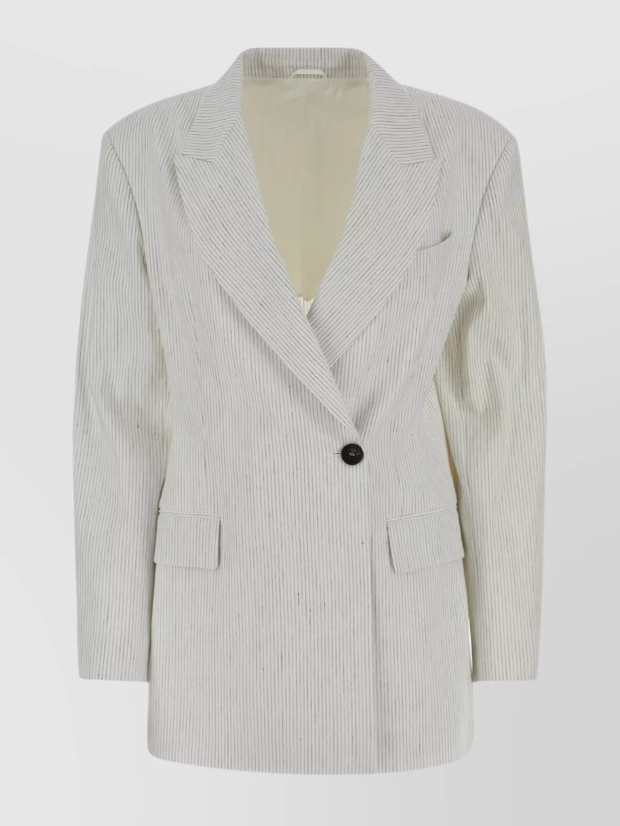 Brunello Cucinelli Flap Pockets Lapels Shoulders Textured Fabric In Gray