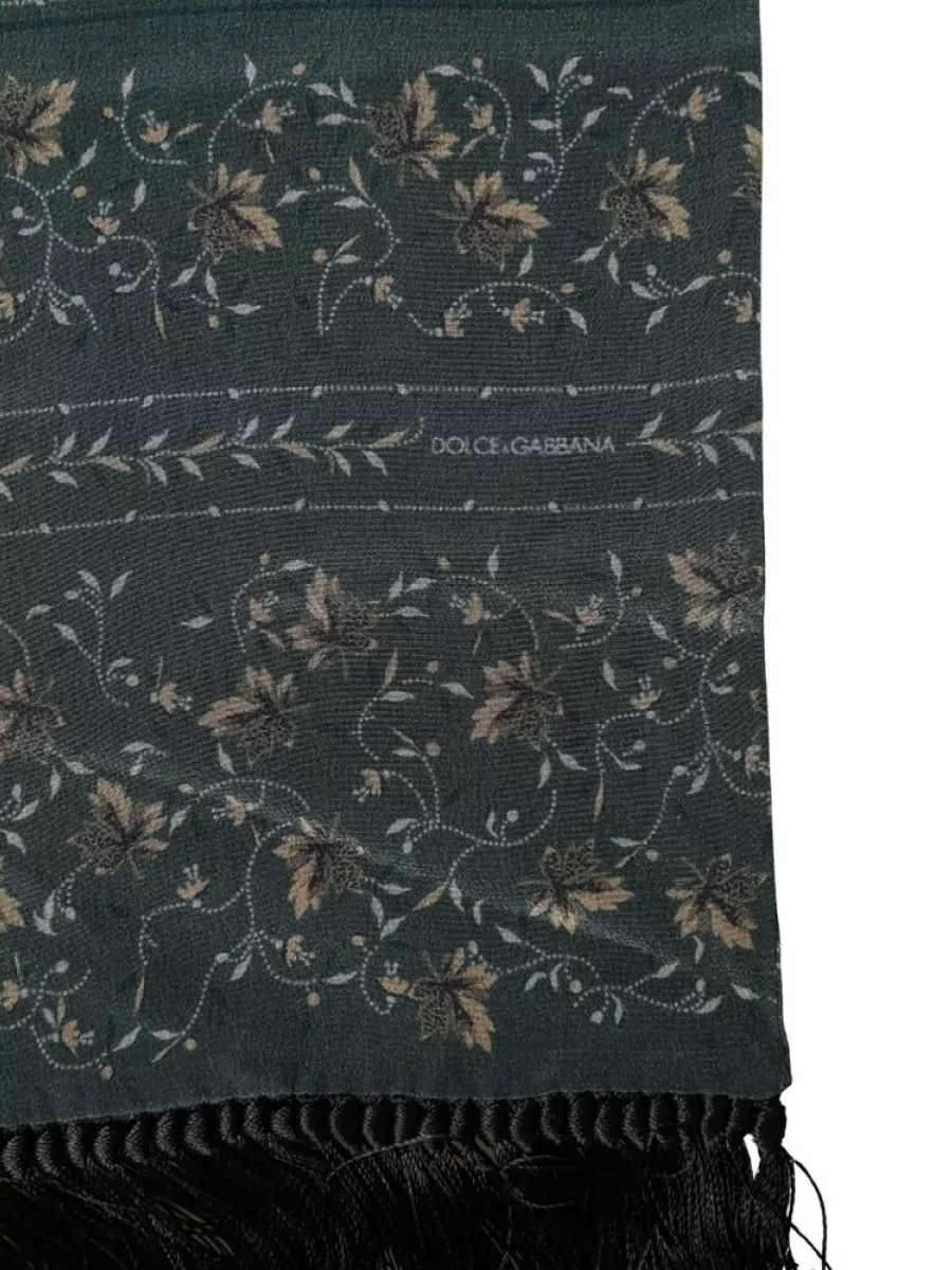 Dolce&Gabbana Silk Floral-Print Fringed Scarf
