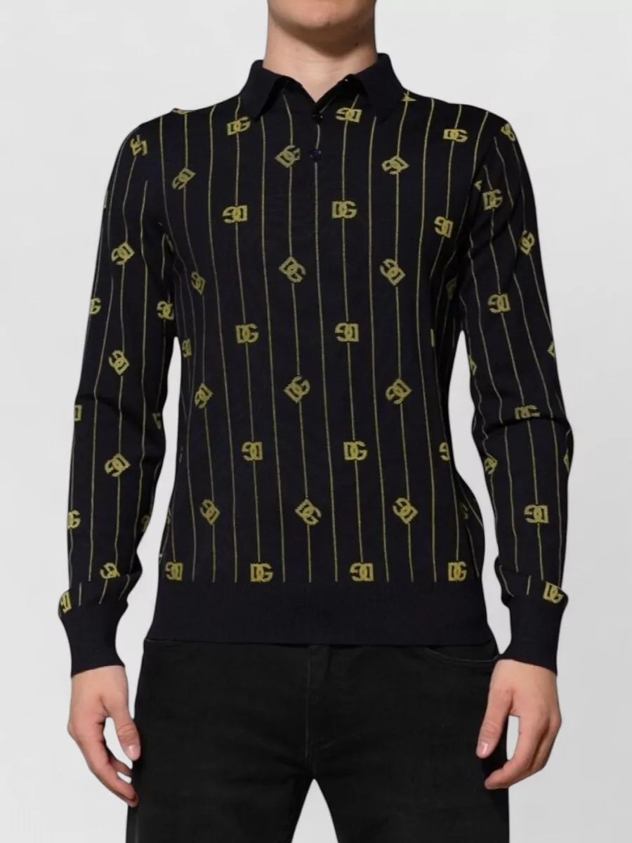 Dolce&Gabbana Wool logo-jacquard long-sleeve polo shirt