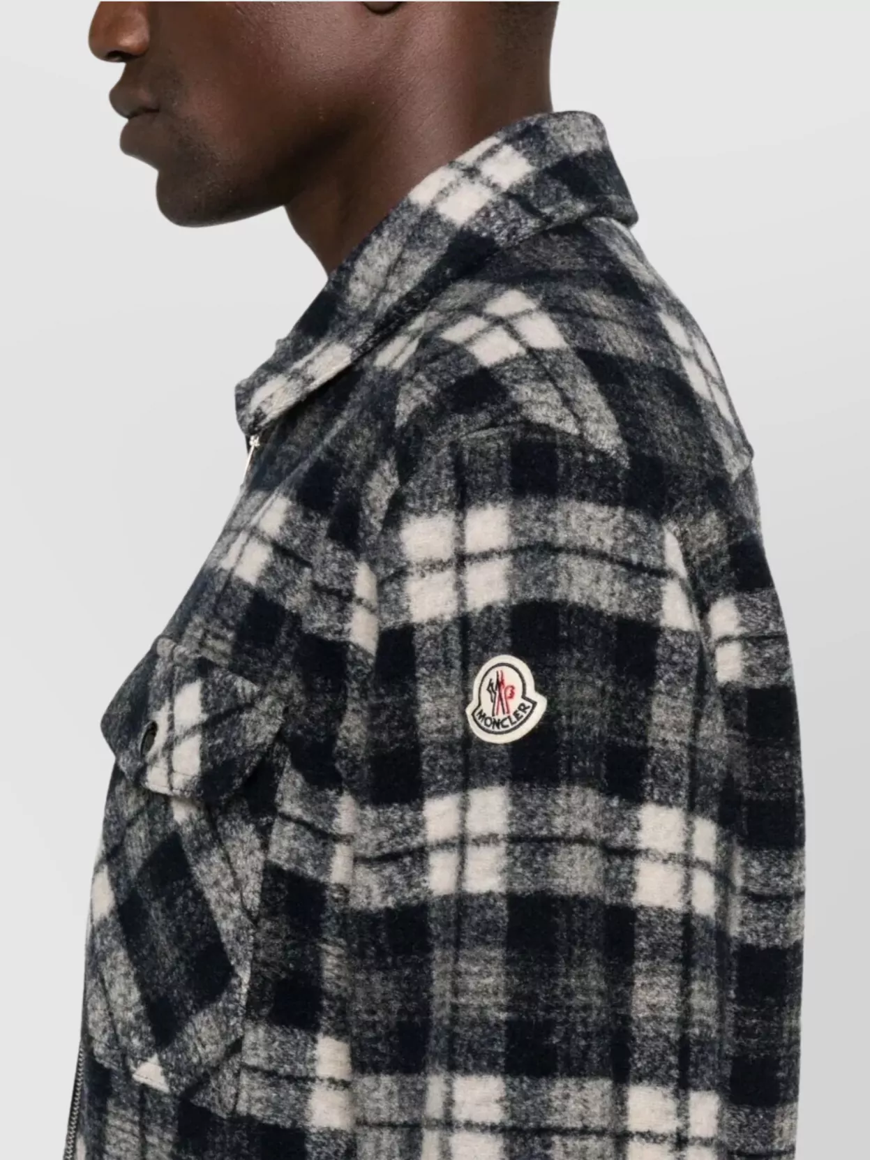 Moncler Long Sleeve Checked Shirt With Chest Pocket