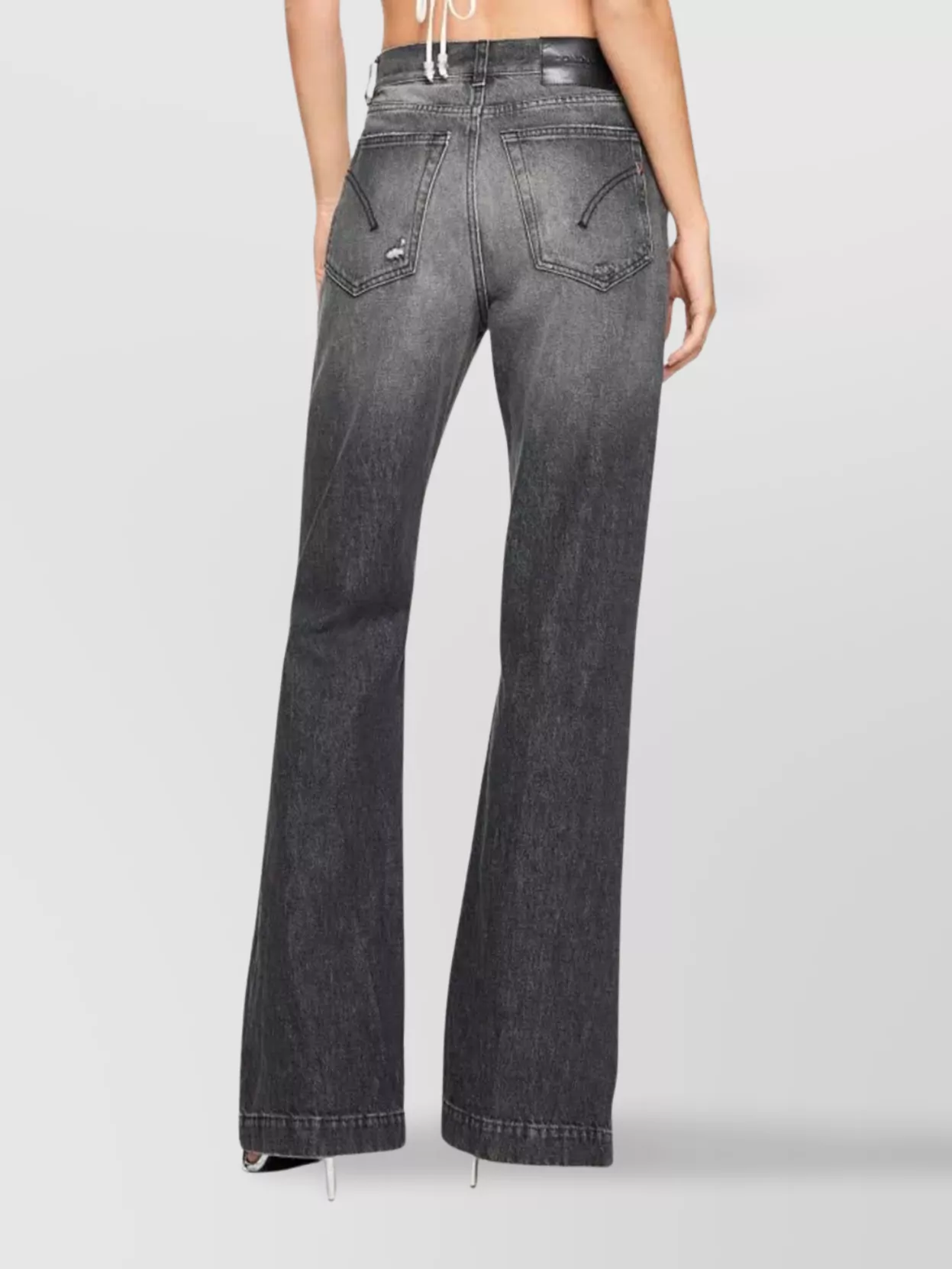 Dondup Olivia Distressed Five-pocket Trousers In Gray