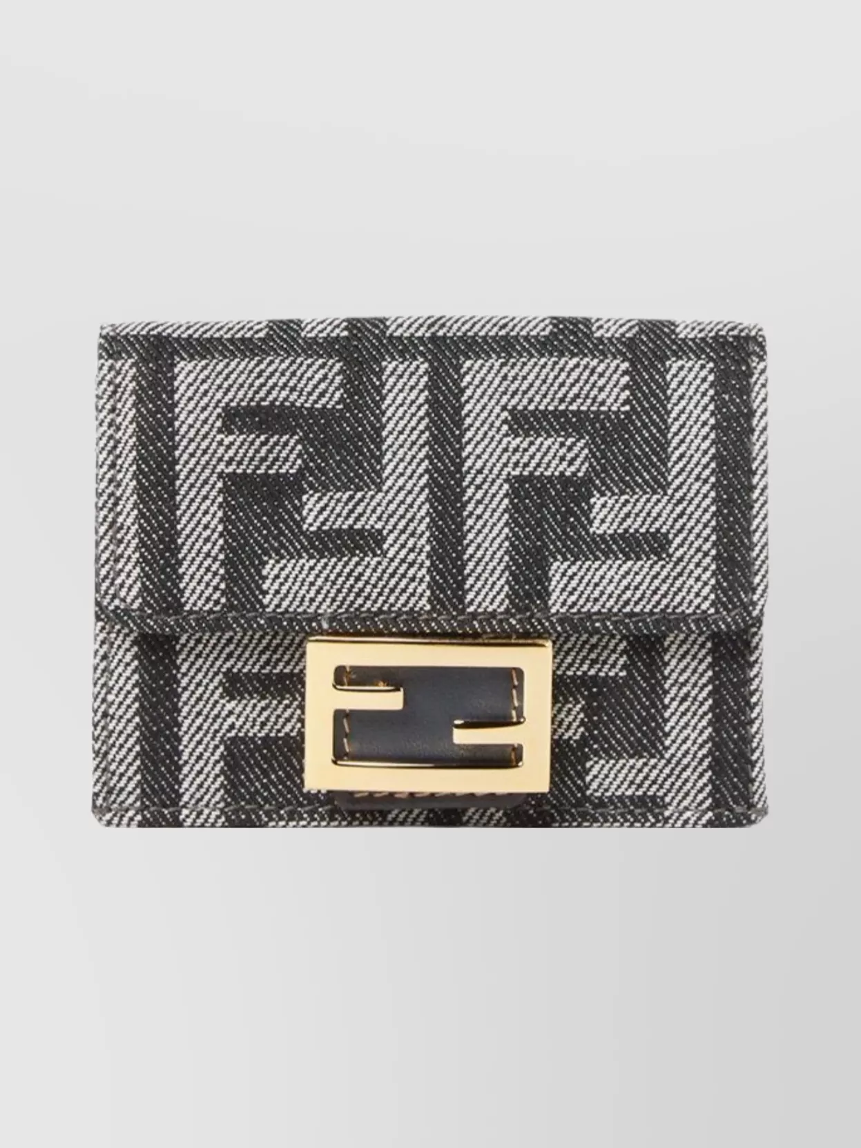 Fendi Micro Trifold Purse Textured Finish In Blue
