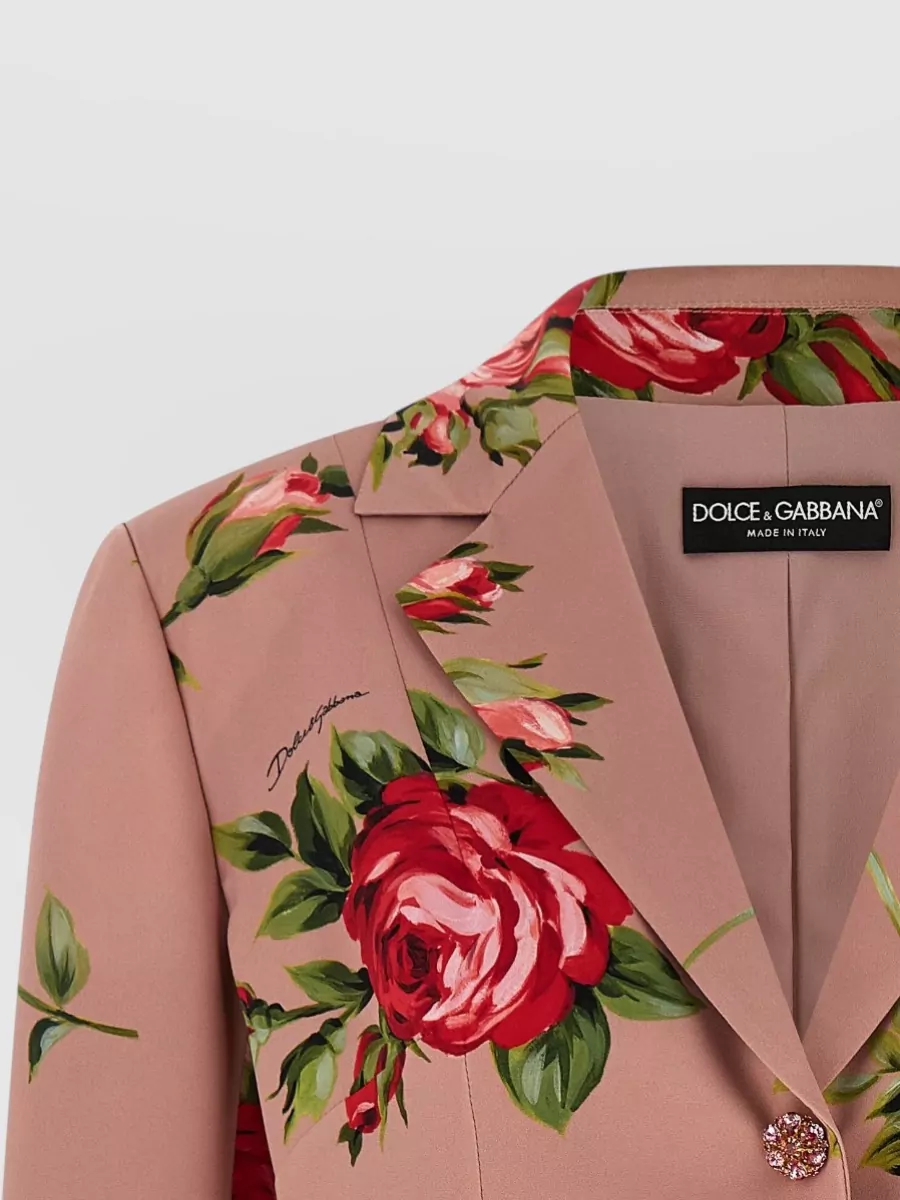 Dolce&Gabbana Silk Floral-Print Cropped Single-Breasted Blazer