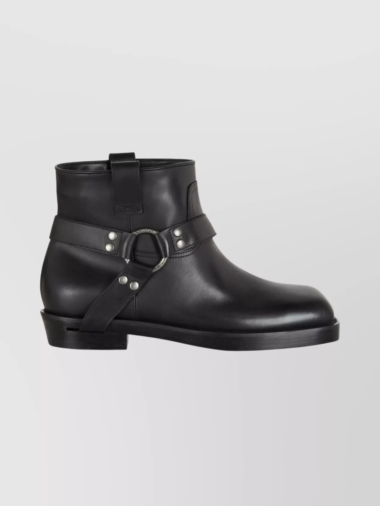 Balmain Square Toe Ankle Strap Boots With Pull Tabs