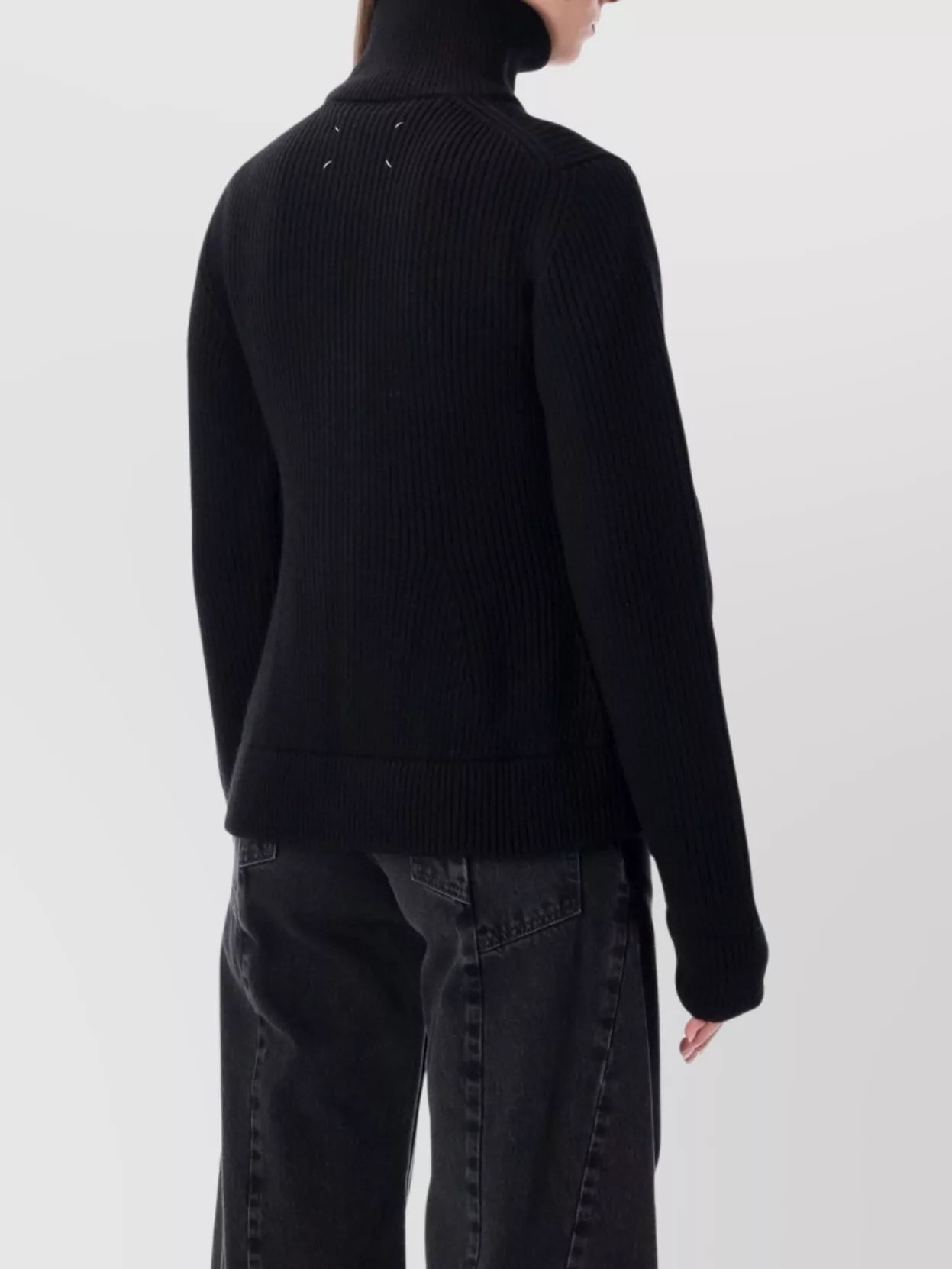 Maison Margiela Full-zip Wool Ribbed Cardigan Clothing In Black