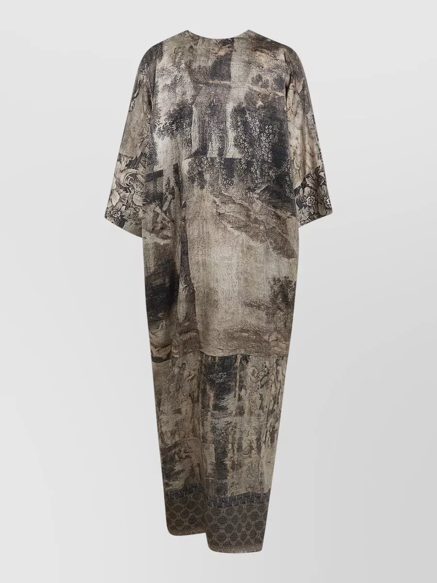 Pierre Louise Mascia Mutka Dress V Neckline 34 Sleeves In Multi