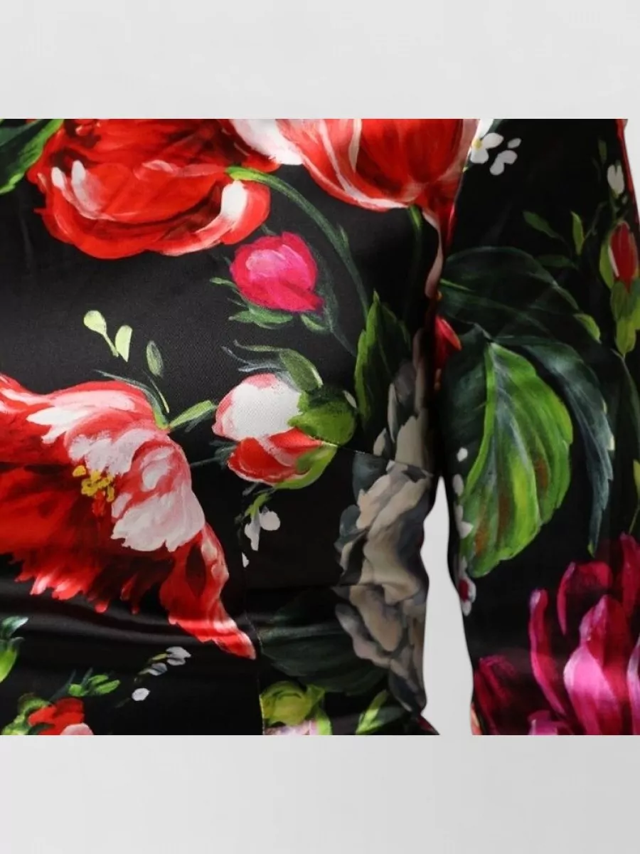 Dolce&Gabbana Floral-Print Long-Sleeve Mini Dress