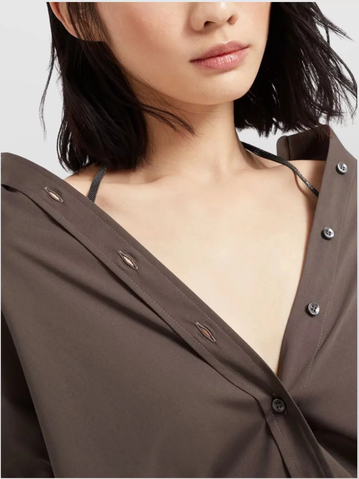 Brunello Cucinelli Collared Neck Long Sleeves Pleated Back Detail