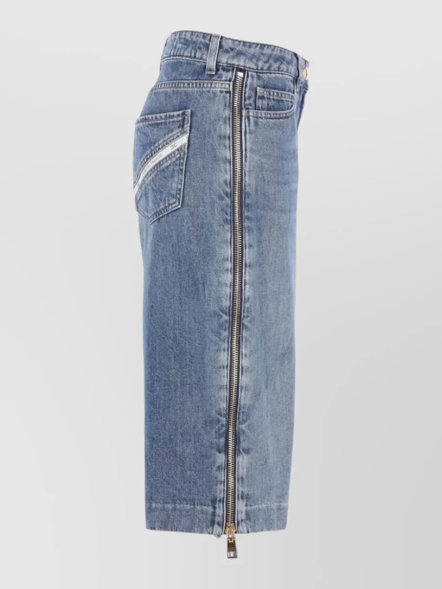 Elisabetta Franchi Denim Bermuda Shorts Belt Loops Pockets