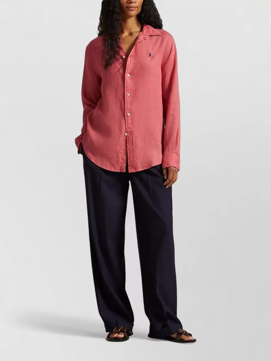 Polo Ralph Lauren Long Sleeve Shirt Curved Hem Front Buttons