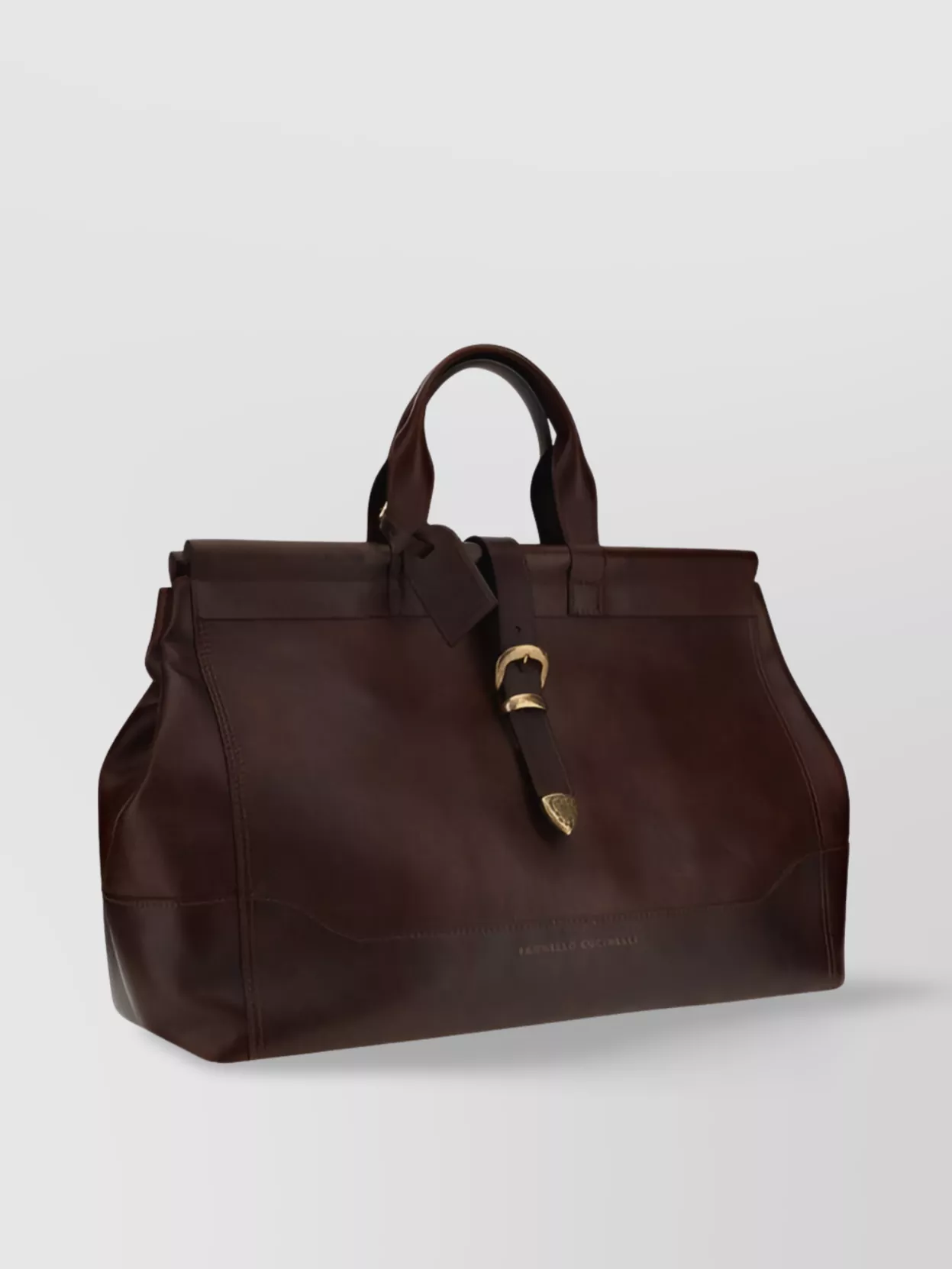 Brunello Cucinelli Leather Travel Bag With Adjustable Buckle Detail