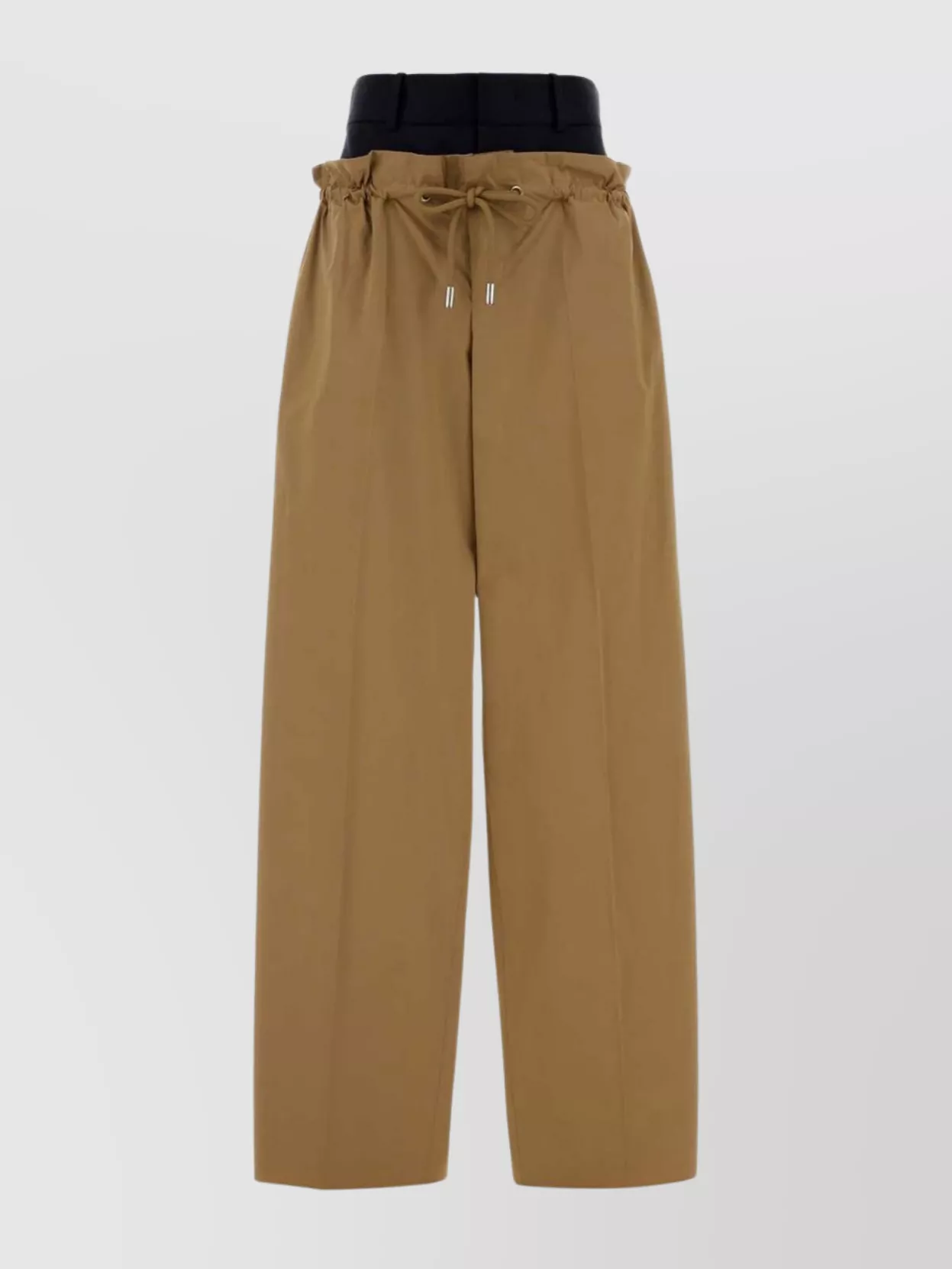 Dsquared2 Wide Leg Poplin Trousers Drawstring Waist In Brown