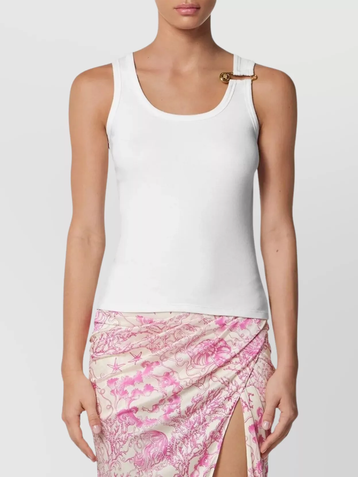 Versace Ribbed Sleeveless Tank Top With Medusa Detail