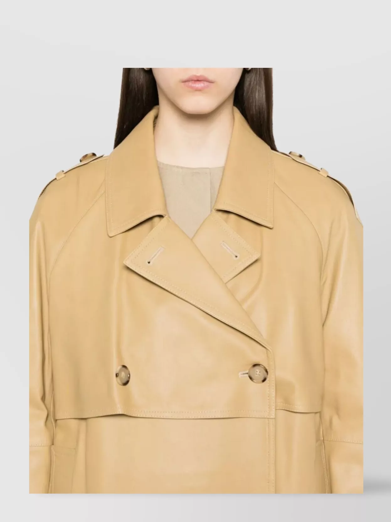 Totême Leather Trench With Belt And Epaulettes