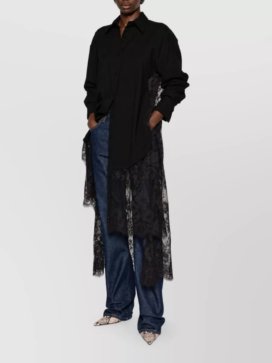 Zimmermann Lace Wool Long-Sleeve Shirt Dress