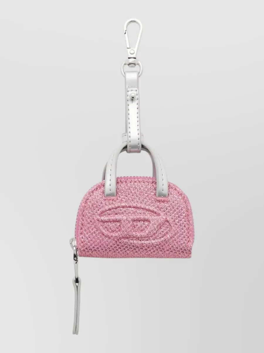 Diesel synthetic leather logo keyring
