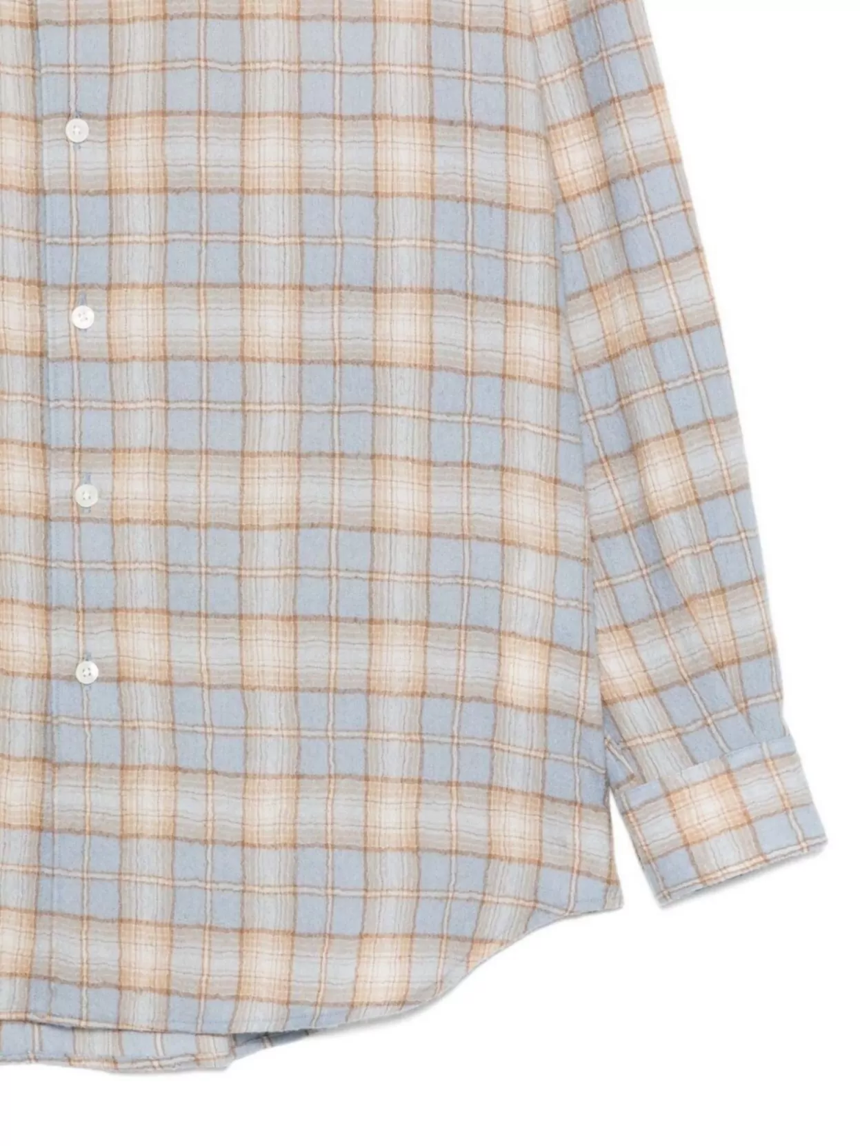 Auralee Long Sleeve Checked Wool Shirt With Button-Down Collar