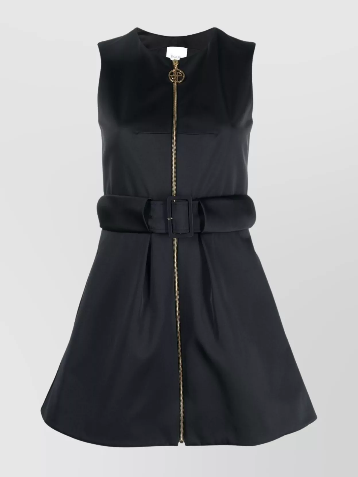 Shop Patou Waist Belted Flared Satin Dress In Black