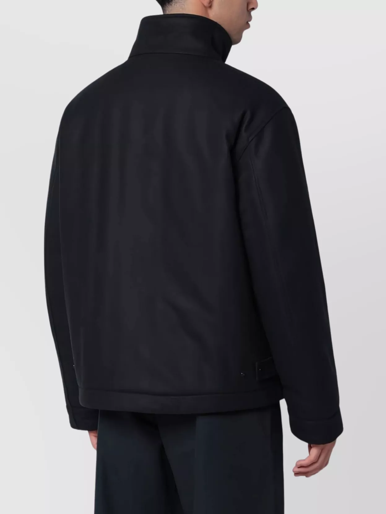 Stone Island High Collar Long Sleeve Coat With Pockets