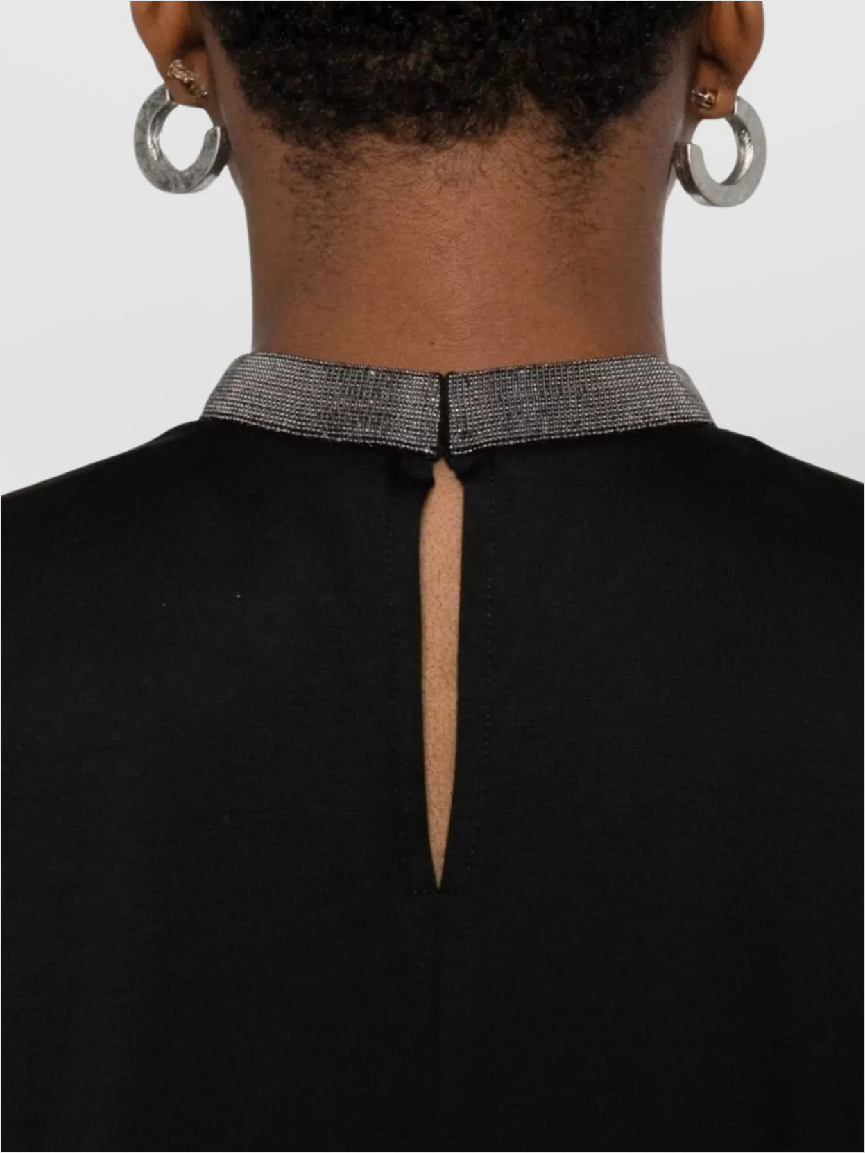 Fabiana Filippi Cotton High-Neck Top Metallic Collar Detail