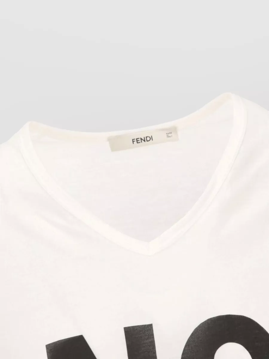 Fendi Cotton V-Neck Short-Sleeve Logo-Print T-Shirt