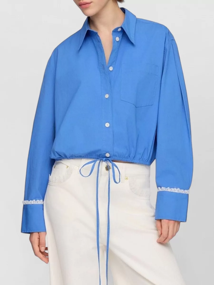 Ganni Cropped Cotton Shirt Jacket