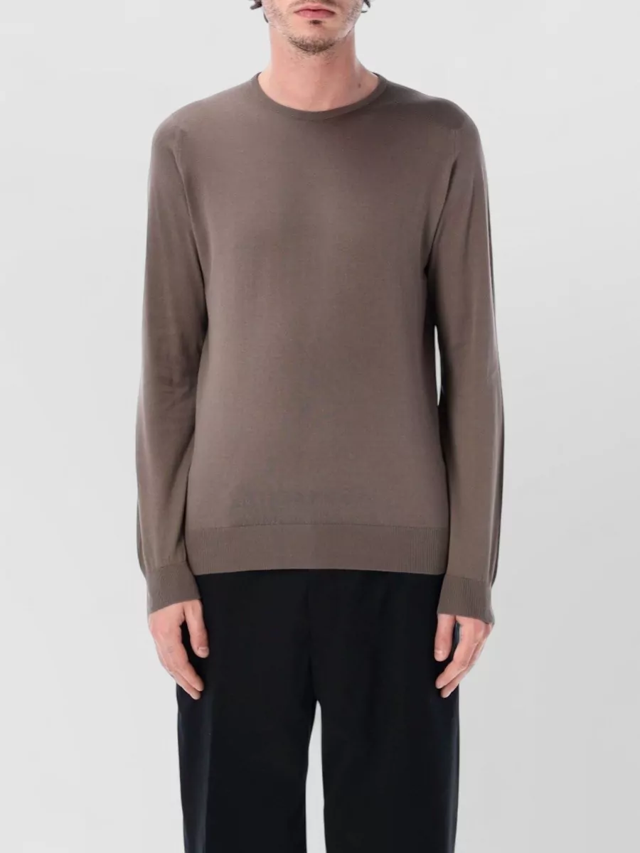 John Smedley Cotton Fine-Knit Crew-Neck Long-Sleeve Sweater