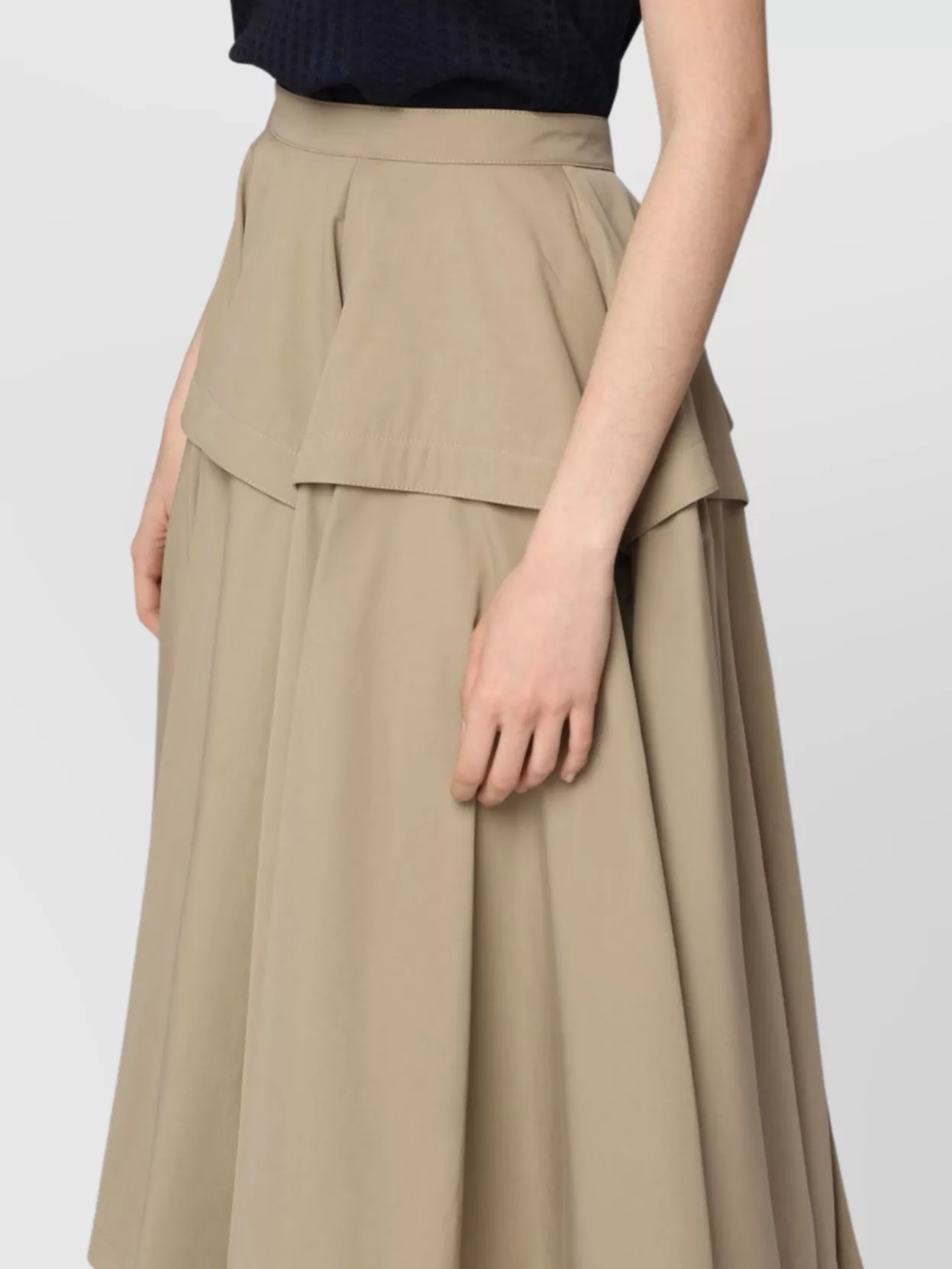 Bottega Veneta Flared Waist Layered Midi Ruffle Skirt