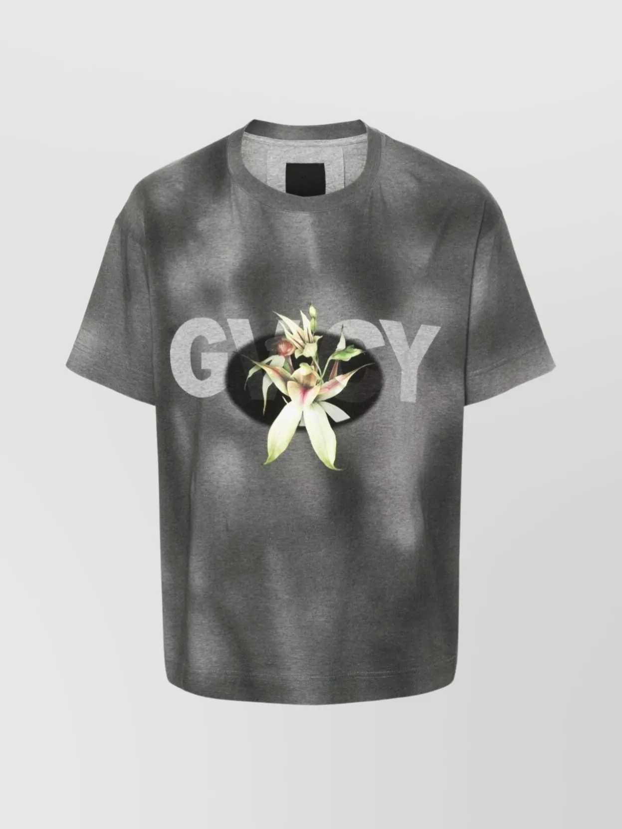 Givenchy Floral Graphic Crew Neck T-shirt In Gray