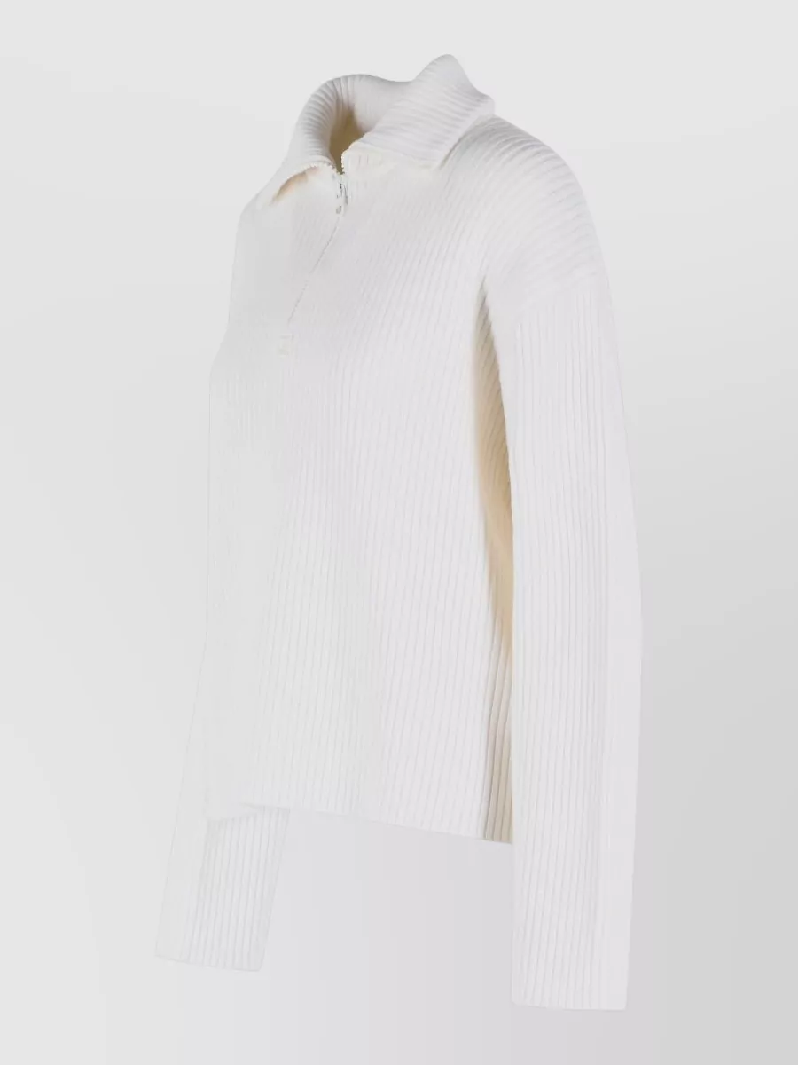 Courrèges Merino Wool Ribbed Zip Sweater