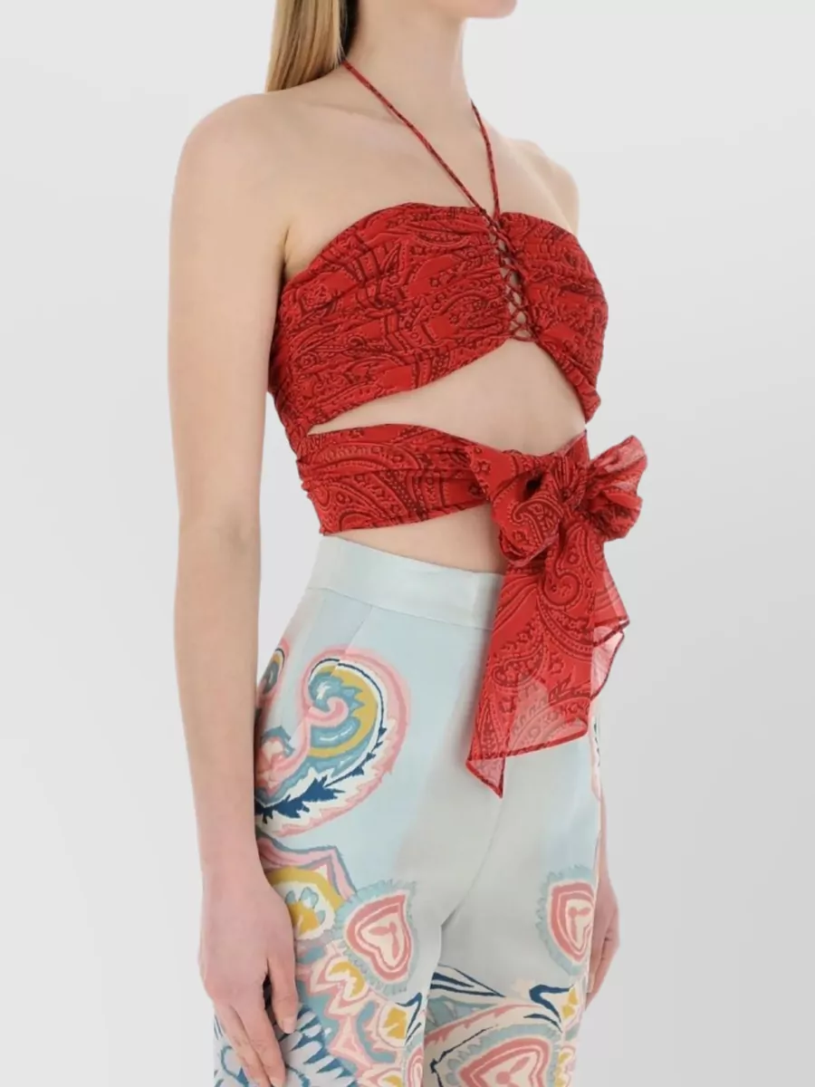Etro Paisley Lace-Up Halter Top