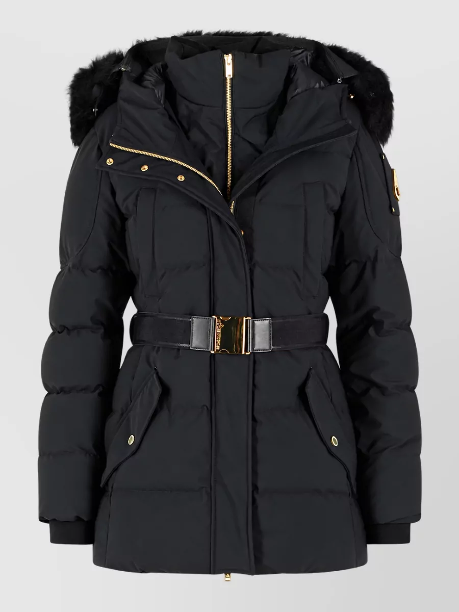 Moose Knuckles hooded belted down puffer jacket