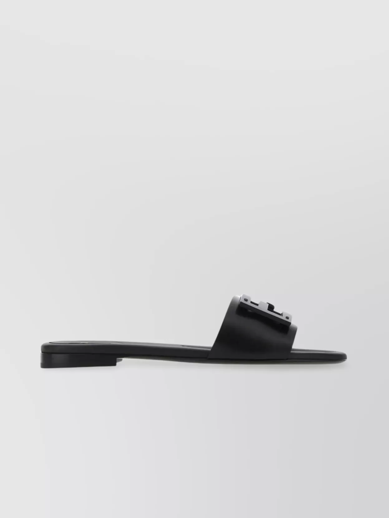 Shop Fendi Open Toe Leather Signature Slippers