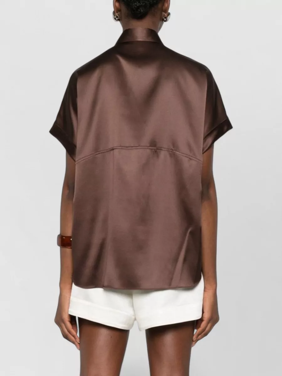 Brunello Cucinelli Silk Short-Sleeve Shirt