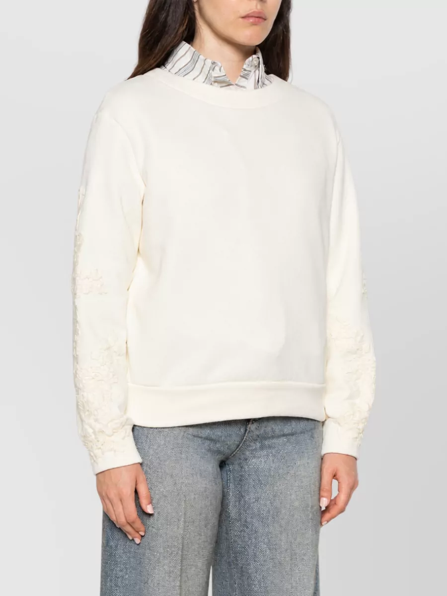Ermanno Scervino Lace-Embroidered Long-Sleeve Sweatshirt