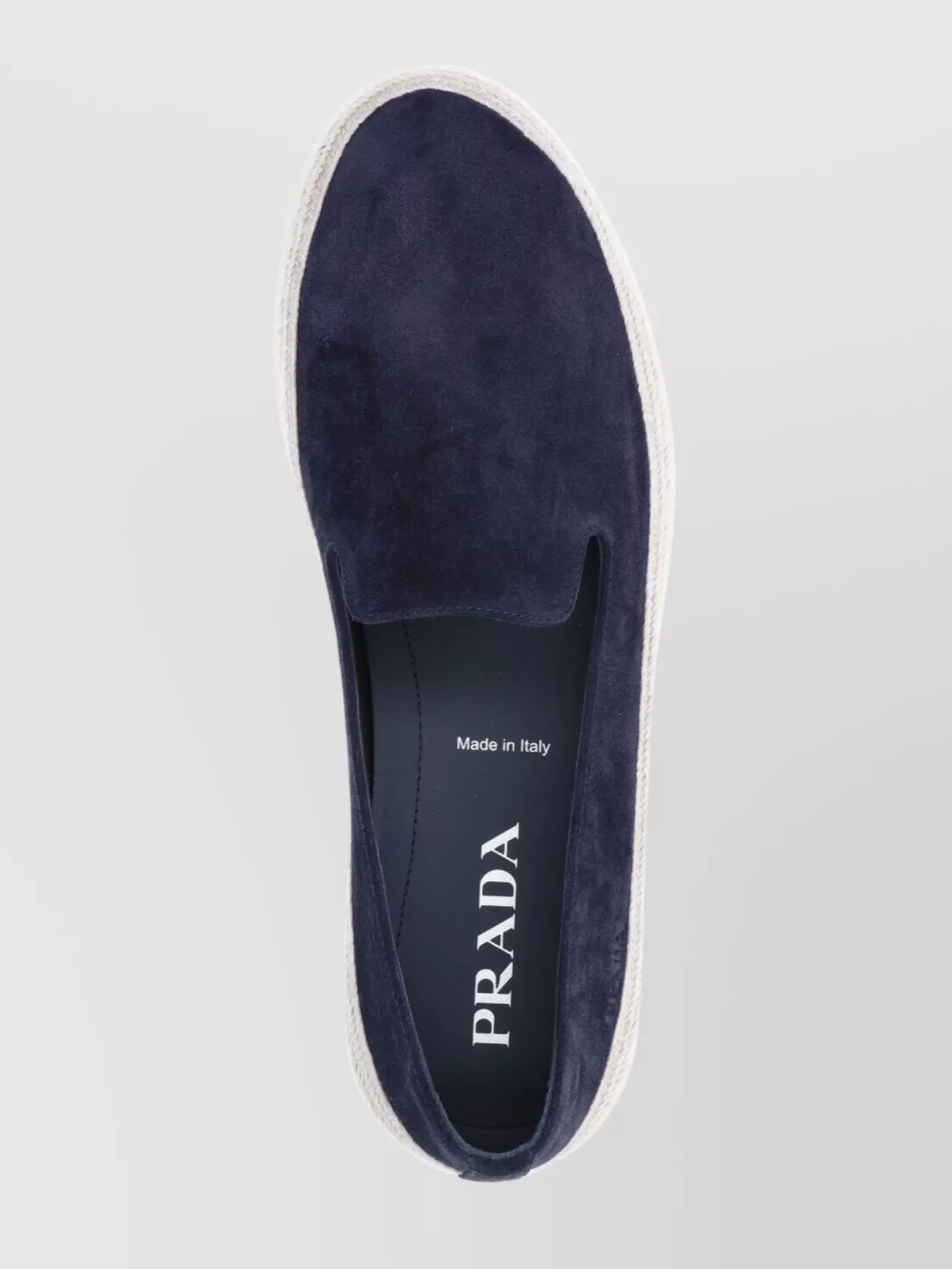 Prada Suede Loafers With Espadrille Sole And Round Toe