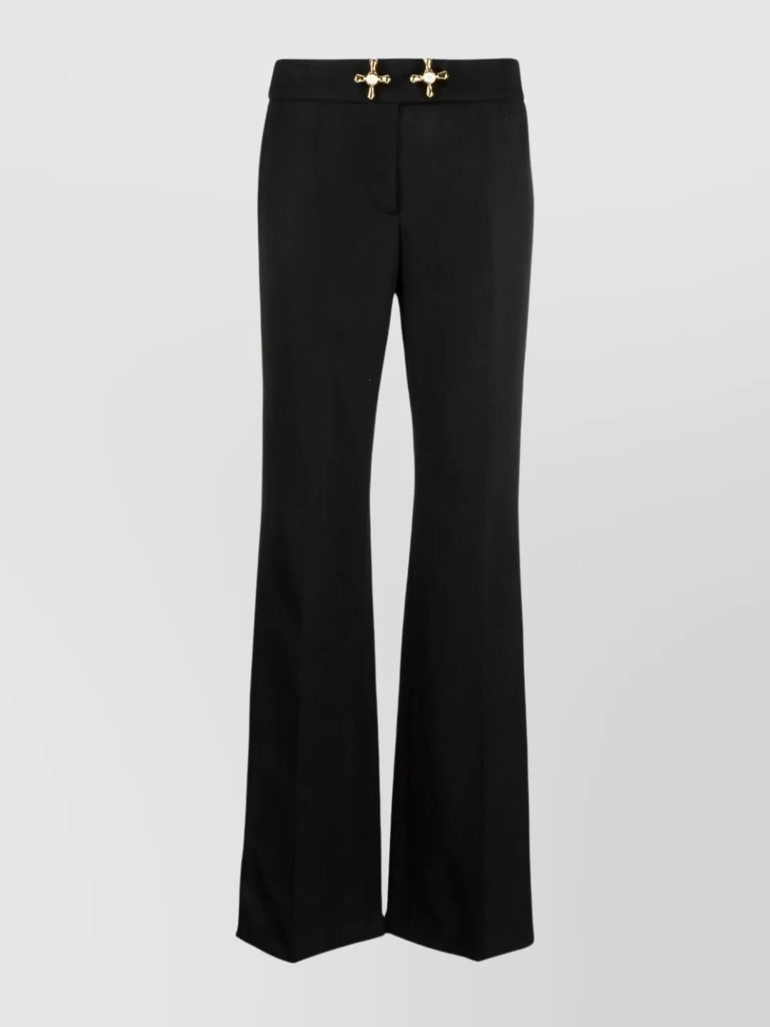 Shop Moschino Pressed Crease Straight Leg Trousers