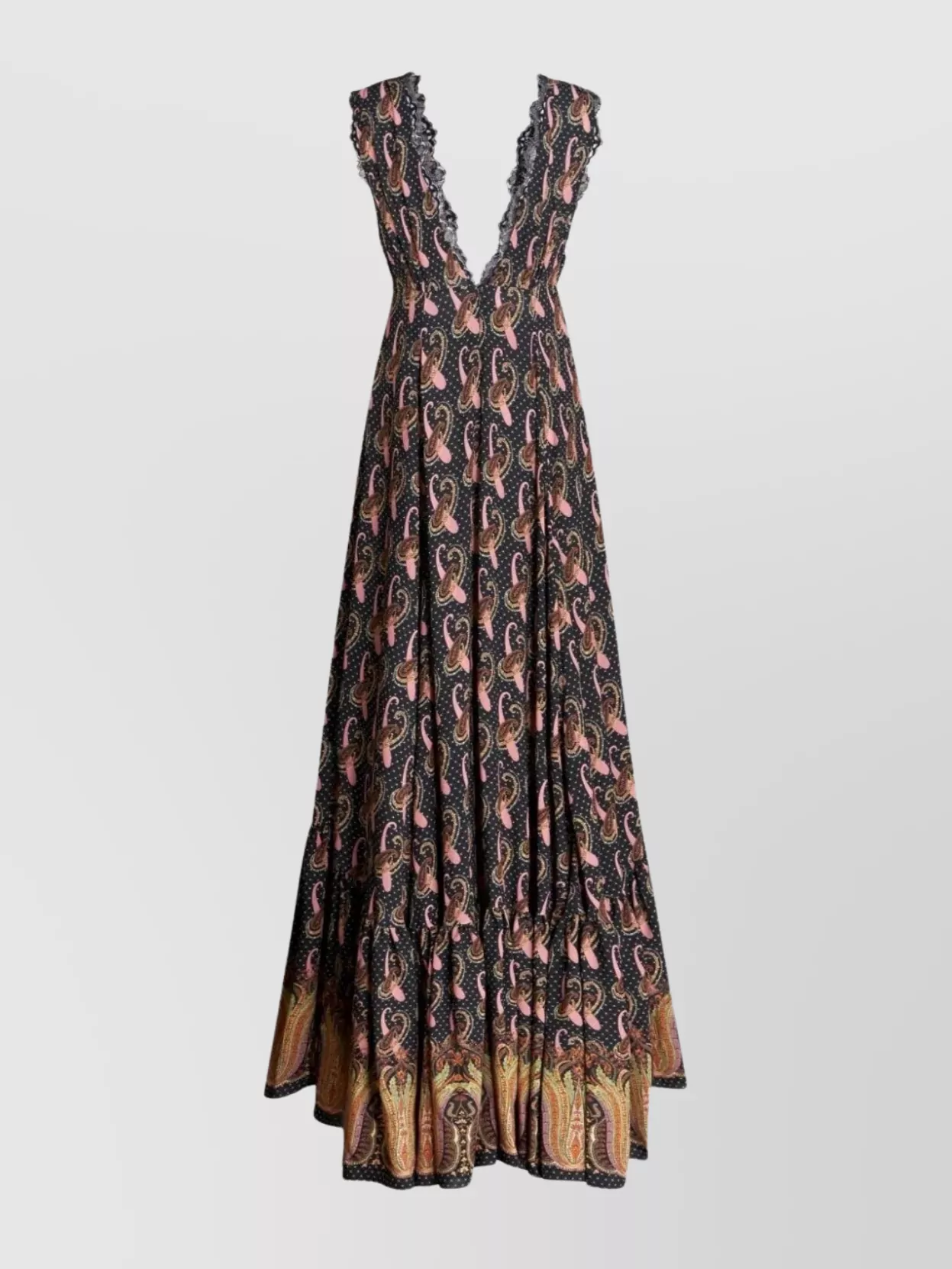 Shop Etro Paisley Tiered Maxi Dress In Brown