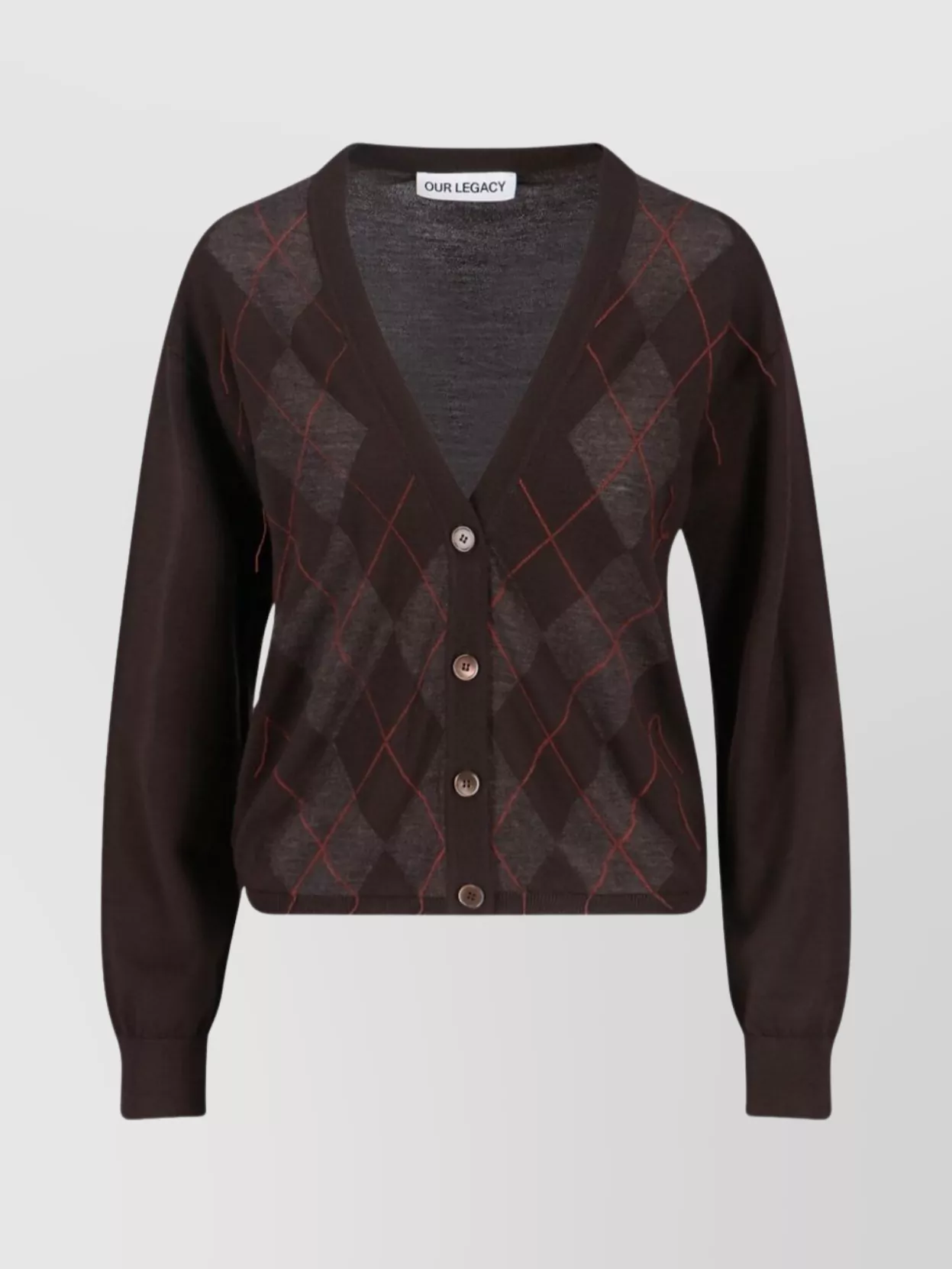 Our Legacy Argyle Pattern Long Sleeve Knitwear Top In Brown