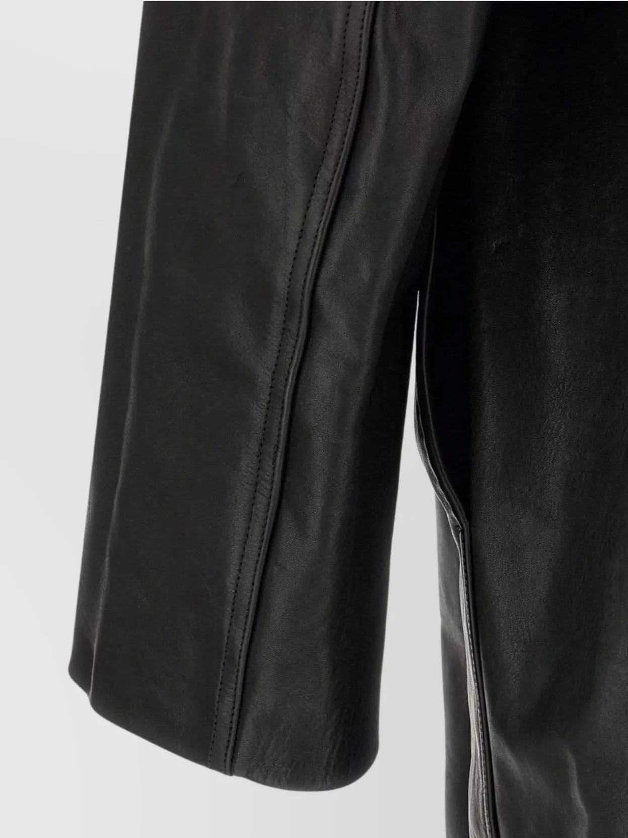 Rick Owens Dracucollar Fold-neck Zip-front Leather Coat In Blue