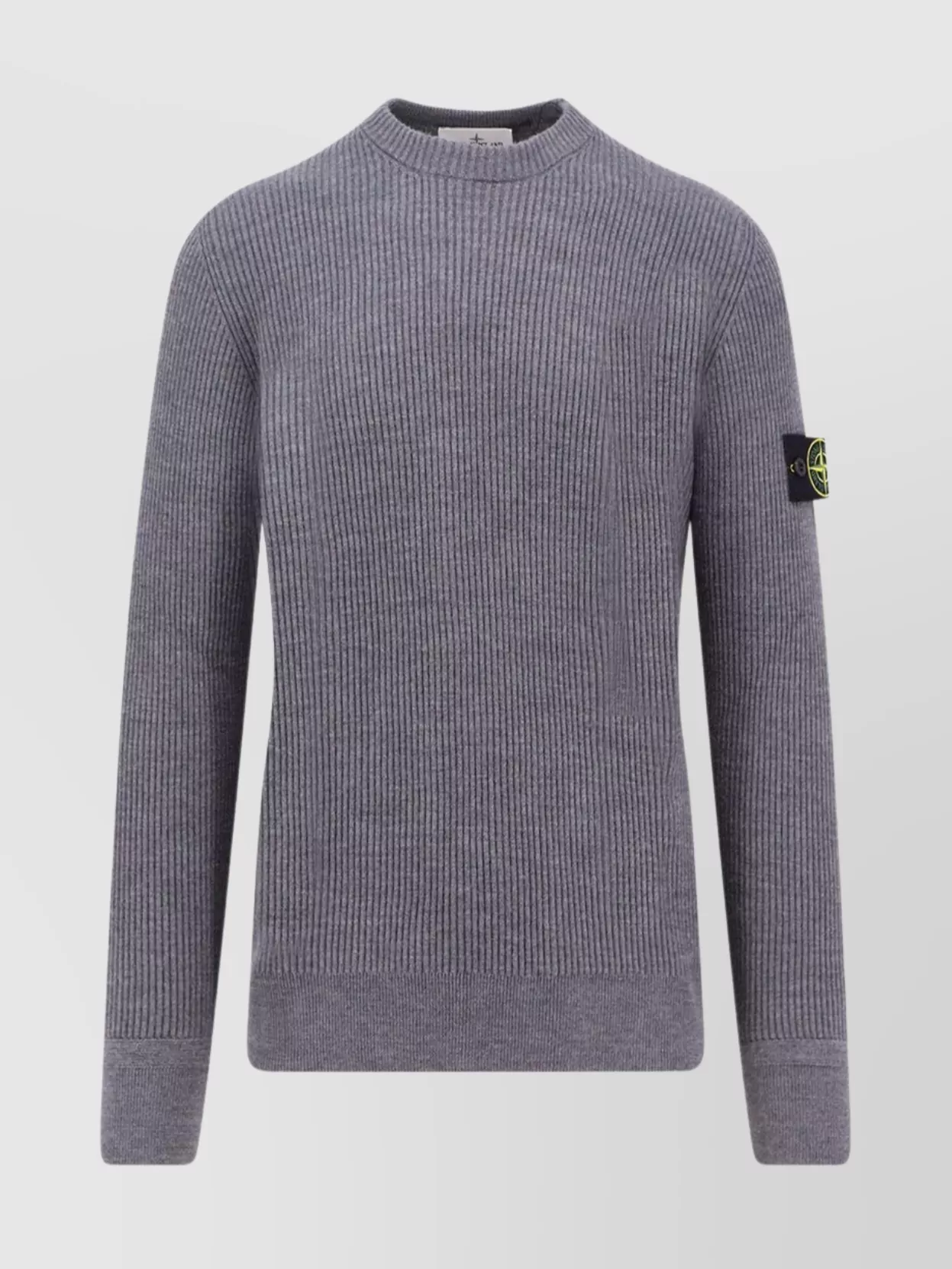 Stone Island Ribbed Long Sleeve Crew Neck Sweater In Blue